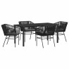 Ensemble de salle à manger pour jardin avec coussin 5 pcs Noir 563420563420