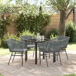 Ensemble de salle à manger pour jardin avec coussin 5 pcs Gris 563422563422