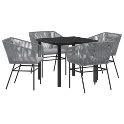 Ensemble de salle à manger pour jardin avec coussin 5 pcs Gris 563422563422