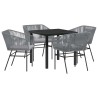 Ensemble de salle à manger pour jardin avec coussin 5 pcs Gris 563422563422