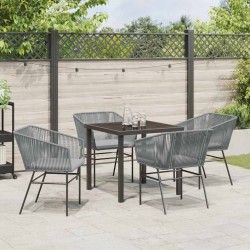 Ensemble de salle à manger pour jardin avec coussin 5 pcs Gris 563422563422