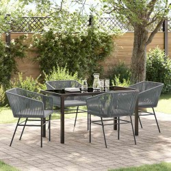 Ensemble de salle à manger pour jardin avec coussin 5 pcs Gris 563423563423