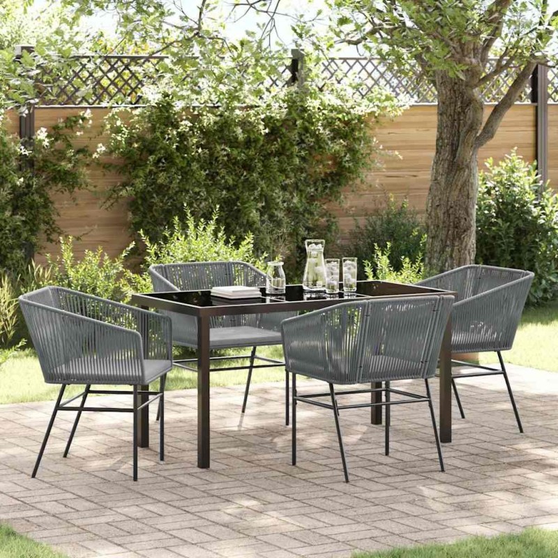 Ensemble de salle à manger pour jardin avec coussin 5 pcs Gris 563423563423