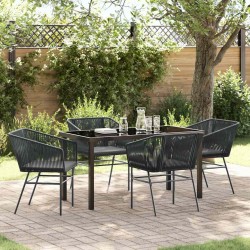 Ensemble de salle à manger pour jardin avec coussin 5 pcs Noir 563425563425
