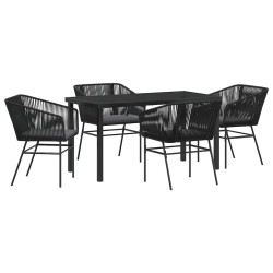 Ensemble de salle à manger pour jardin avec coussin 5 pcs Noir 563425563425