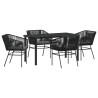 Ensemble de salle à manger pour jardin avec coussin 5 pcs Noir 563425563425