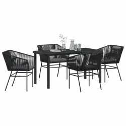 Ensemble de salle à manger pour jardin avec coussin 5 pcs Noir 563425563425