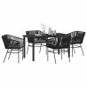 Ensemble de salle à manger pour jardin avec coussin 5 pcs Noir 563425563425