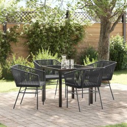 Ensemble de salle à manger pour jardin avec coussin 5 pcs Noir 563426563426