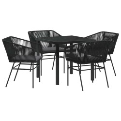 Ensemble de salle à manger pour jardin avec coussin 5 pcs Noir 563426563426