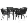 Ensemble de salle à manger pour jardin avec coussin 5 pcs Noir 563426563426