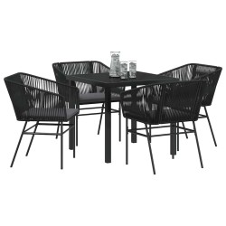 Ensemble de salle à manger pour jardin avec coussin 5 pcs Noir 563426563426