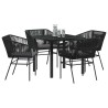 Ensemble de salle à manger pour jardin avec coussin 5 pcs Noir 563426563426