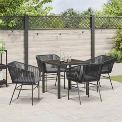 Ensemble de salle à manger pour jardin avec coussin 5 pcs Noir 563426563426