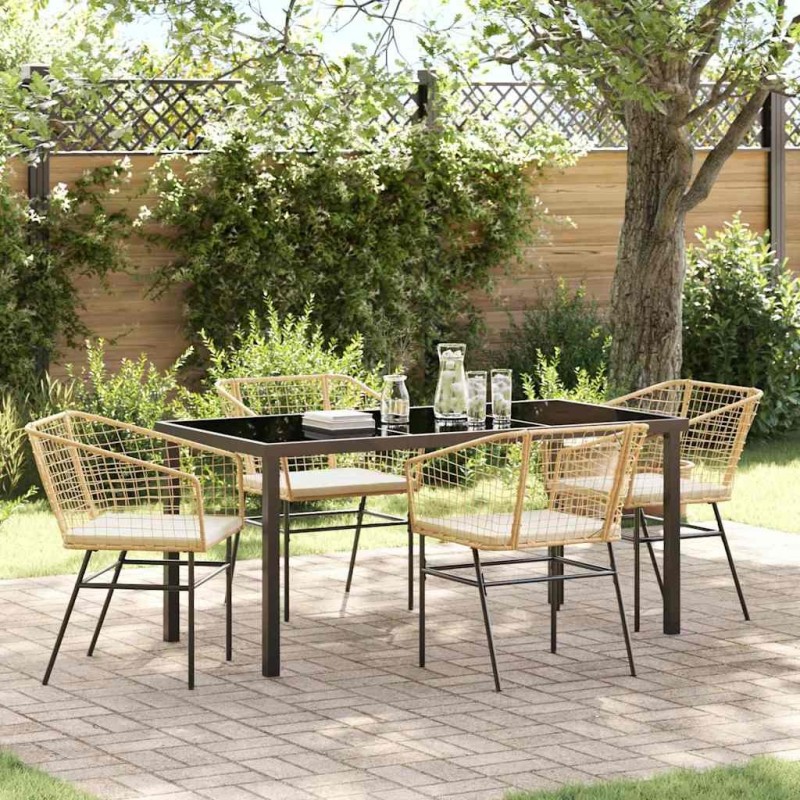 Ensemble de salle à manger pour jardin 5 pcs Marron polyrotin 563429563429