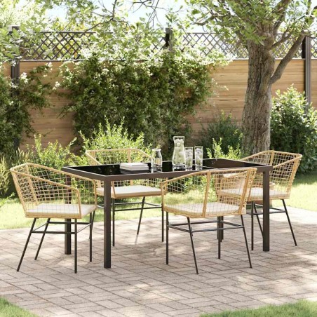 Ensemble de salle à manger pour jardin 5 pcs Marron polyrotin 563429563429