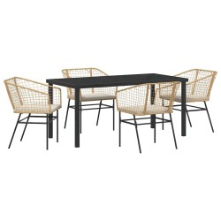 Ensemble de salle à manger pour jardin 5 pcs Marron polyrotin 563429563429