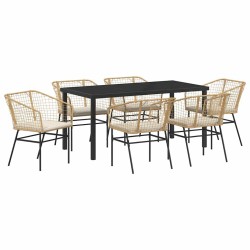 Ensemble de salle à manger pour jardin 7 pcs Marron polyrotin 563430563430