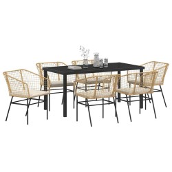 Ensemble de salle à manger pour jardin 7 pcs Marron polyrotin 563430563430