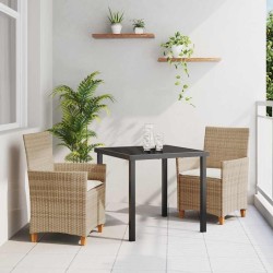 Ensemble de salle à manger pour jardin 3 pcs Beige polyrotin 563431563431