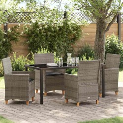 Ensemble de salle à manger pour jardin 5 pcs Gris polyrotin 563432563432