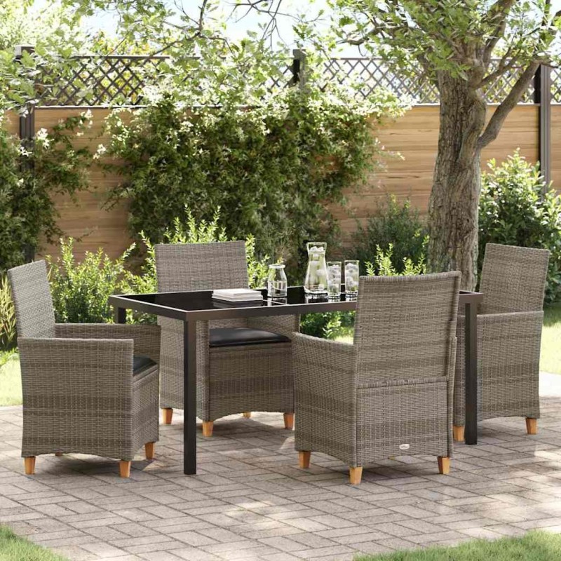 Ensemble de salle à manger pour jardin 5 pcs Gris polyrotin 563432563432