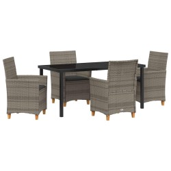 Ensemble de salle à manger pour jardin 5 pcs Gris polyrotin 563432563432