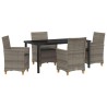 Ensemble de salle à manger pour jardin 5 pcs Gris polyrotin 563432563432