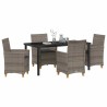 Ensemble de salle à manger pour jardin 5 pcs Gris polyrotin 563432563432