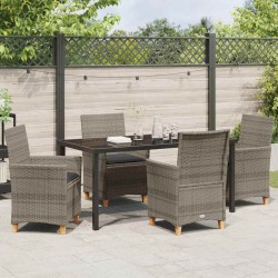 Ensemble de salle à manger pour jardin 5 pcs Gris polyrotin 563432563432