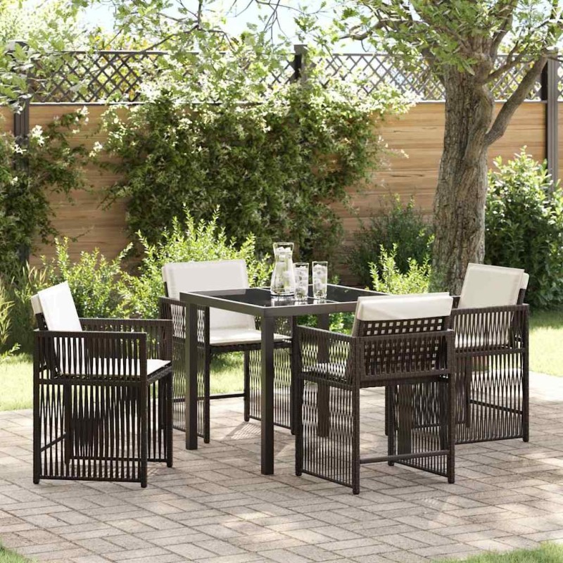 Ensemble de salle à manger pour jardin 5 pcs Marron polyrotin 563433563433