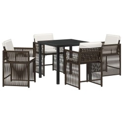 Ensemble de salle à manger pour jardin 5 pcs Marron polyrotin 563433563433