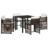 Ensemble de salle à manger pour jardin 5 pcs Marron polyrotin 563433563433