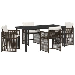 Ensemble de salle à manger pour jardin 5 pcs Marron polyrotin 563434563434