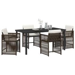 Ensemble de salle à manger pour jardin 5 pcs Marron polyrotin 563434563434