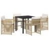 Ensemble de salle à manger pour jardin 5 pcs Beige polyrotin 563435563435