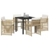 Ensemble de salle à manger pour jardin 5 pcs Beige polyrotin 563435563435