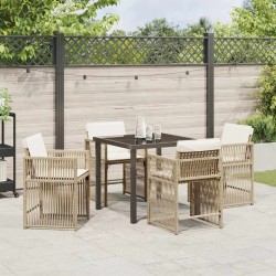 Ensemble de salle à manger pour jardin 5 pcs Beige polyrotin 563435563435