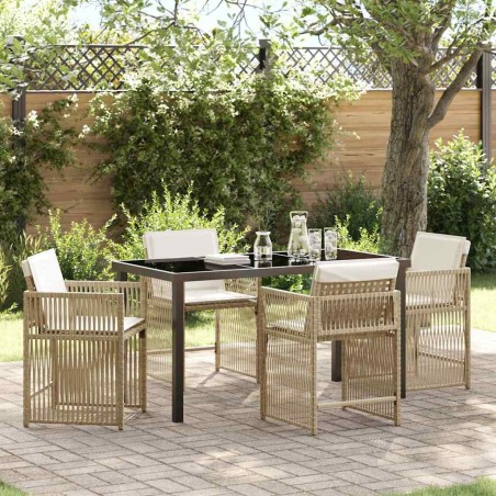 Ensemble de salle à manger pour jardin 5 pcs Beige polyrotin 563436563436