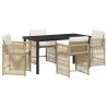 Ensemble de salle à manger pour jardin 5 pcs Beige polyrotin 563436563436