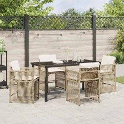 Ensemble de salle à manger pour jardin 5 pcs Beige polyrotin 563436563436