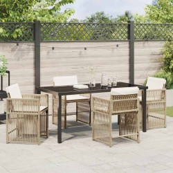 Ensemble de salle à manger pour jardin 5 pcs Beige polyrotin 563437563437
