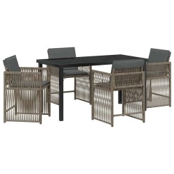 Ensemble de salle à manger pour jardin 5 pcs Gris polyrotin 563438563438