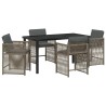 Ensemble de salle à manger pour jardin 5 pcs Gris polyrotin 563438563438