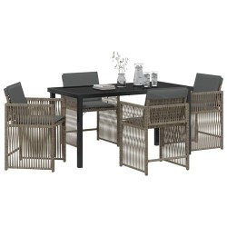 Ensemble de salle à manger pour jardin 5 pcs Gris polyrotin 563438563438