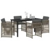 Ensemble de salle à manger pour jardin 5 pcs Gris polyrotin 563438563438