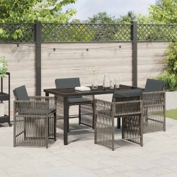 Ensemble de salle à manger pour jardin 5 pcs Gris polyrotin 563438563438