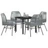 Ensemble de salle à manger pour jardin 5 pcs Gris polyrotin 563439563439
