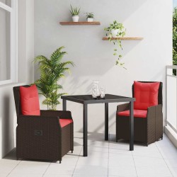 Ensemble de salle à manger pour jardin 3 pcs Marron Poly rotin 563441563441