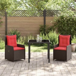 Ensemble de salle à manger pour jardin 3 pcs Marron Poly rotin 563441563441